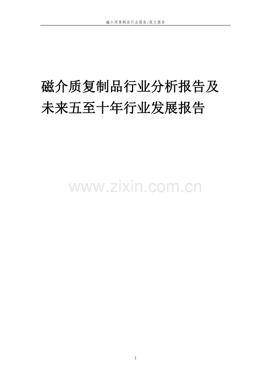 2023年磁介质复制品行业分析报告及未来五至十年行业发展报告.docx_第1页
