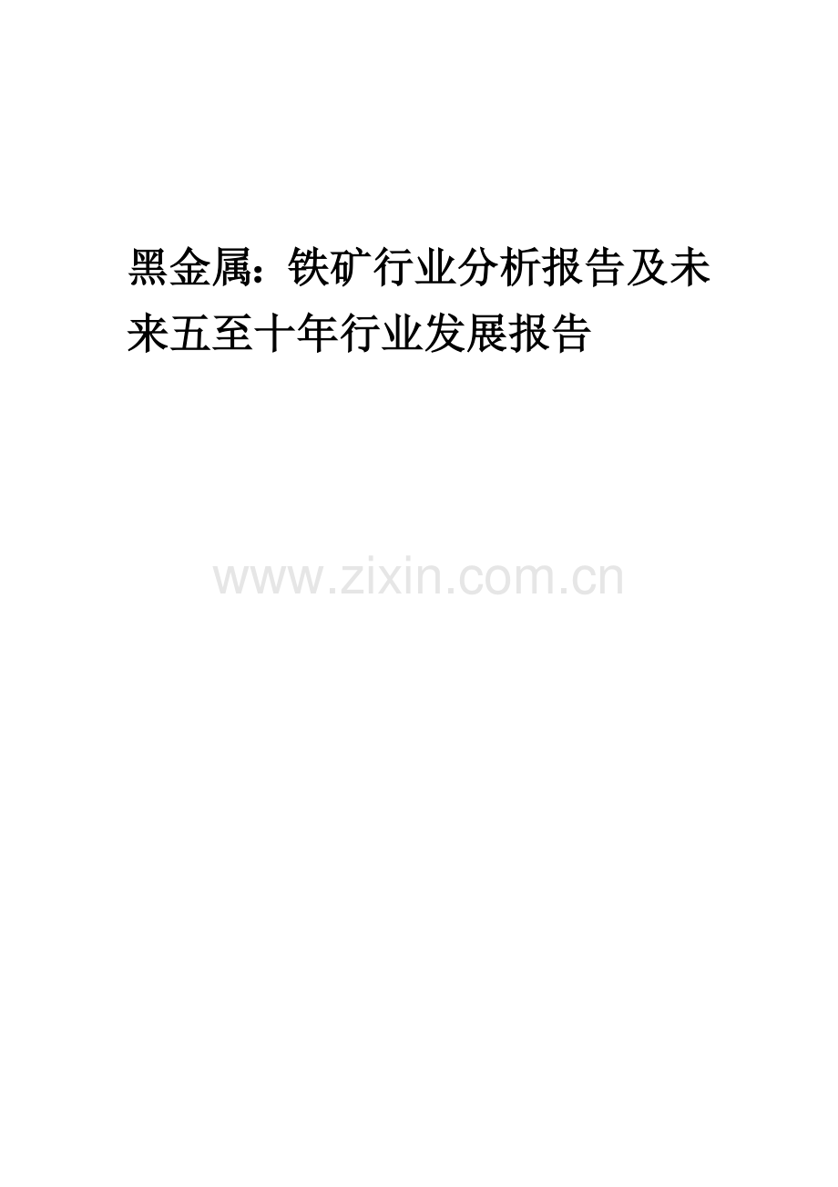 2023年黑金属：铁矿行业分析报告及未来五至十年行业发展报告.doc_第1页