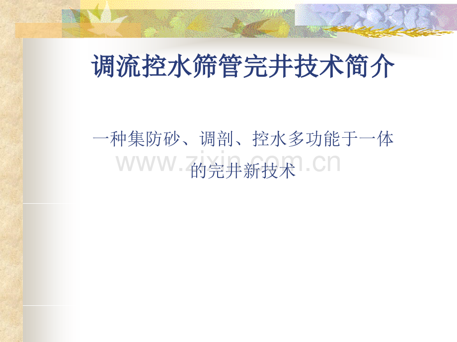 调流控水筛管完井技术.pptx_第1页