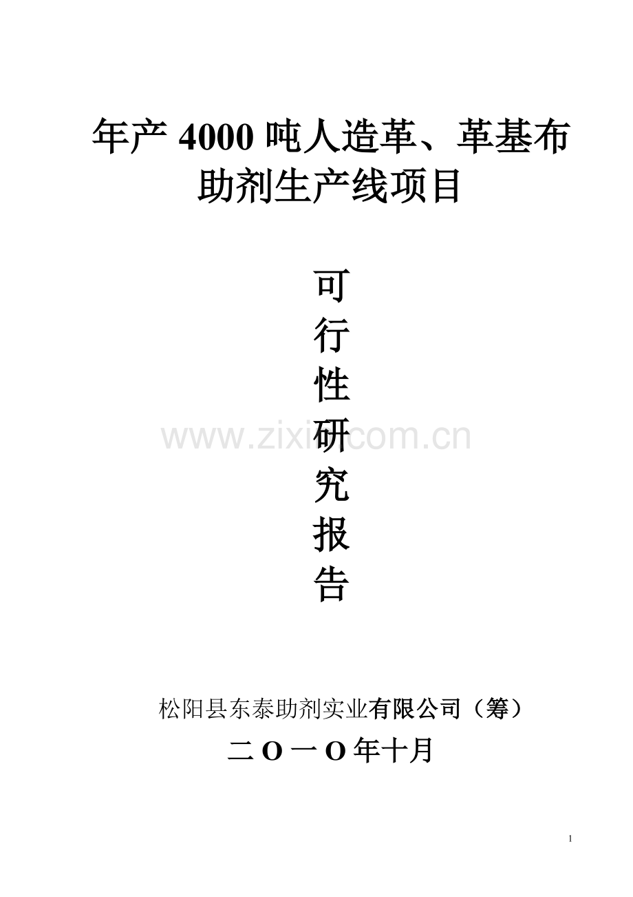 年产4000吨人造革革基布助剂生产线项目申请立项可研报告.doc_第1页