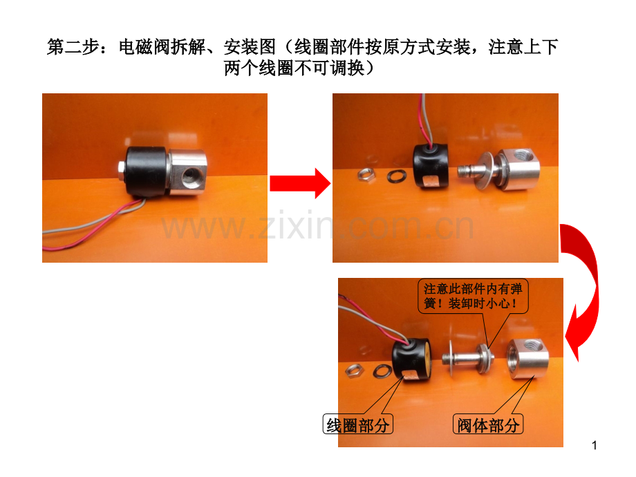 日需重新装配清洗料桶电磁阀进排气口示意图.pptx_第1页