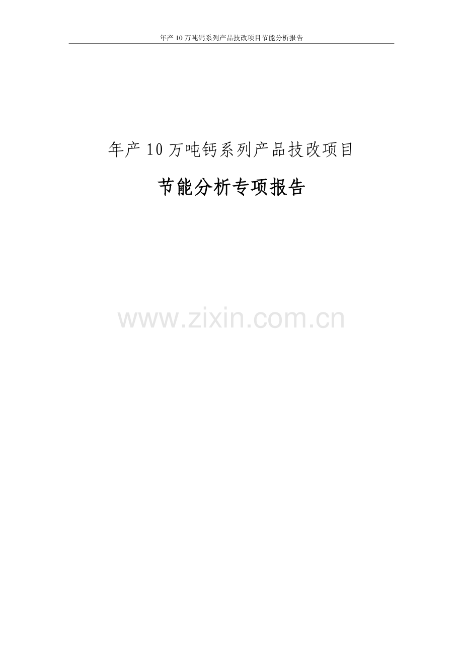 能评报告年产10万吨钙系列产品技改项目立项节能分析报告.doc_第1页