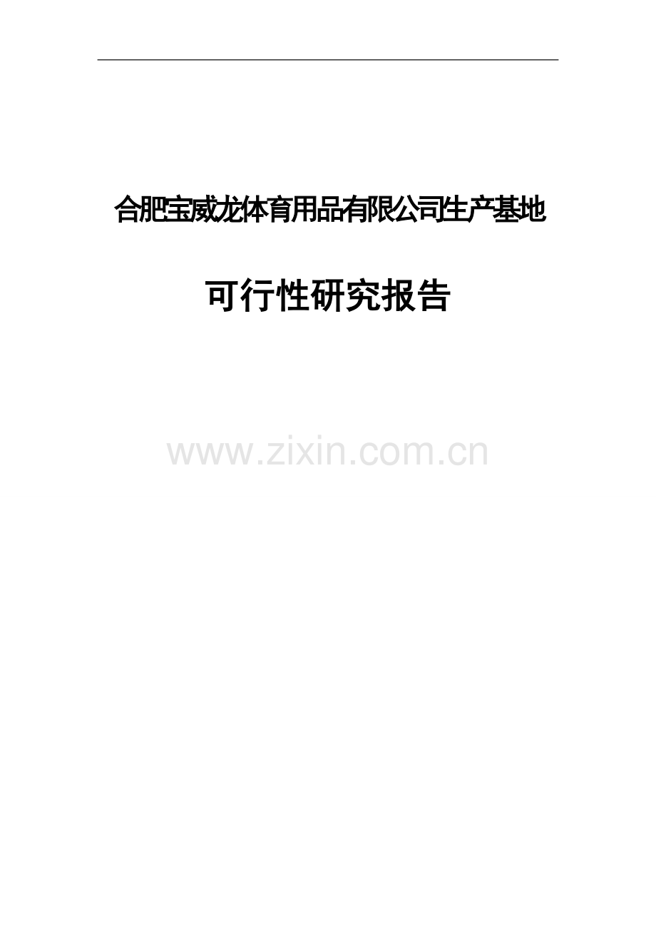 合肥宝威龙体育用品有限公司生产基地项目可行性研究报告.doc_第1页