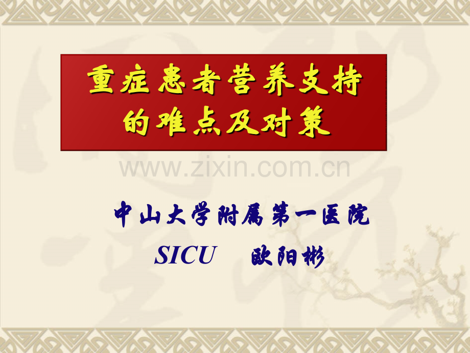 重症患者营养支持的难点及对策欧阳彬.pptx_第1页