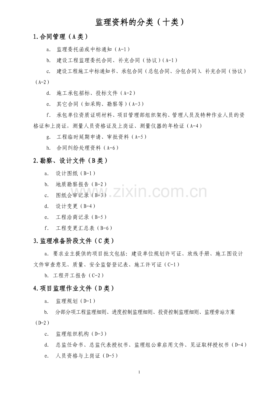 监理项目资料的分类.doc_第1页