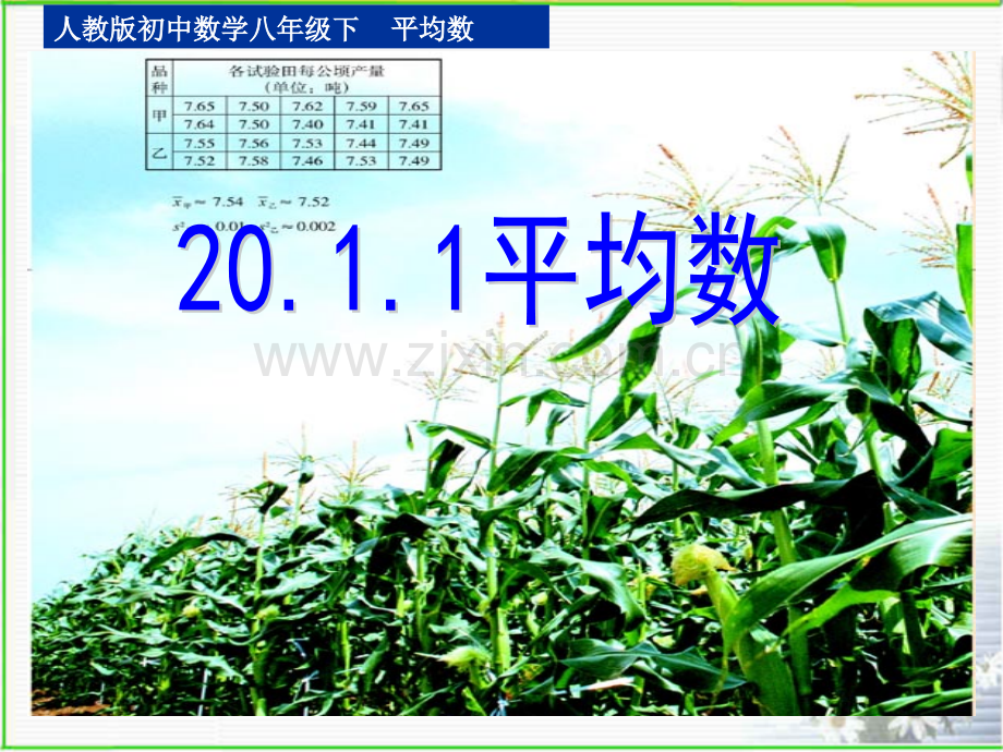 八年级下册数据的集中趋势平均数.pptx_第1页