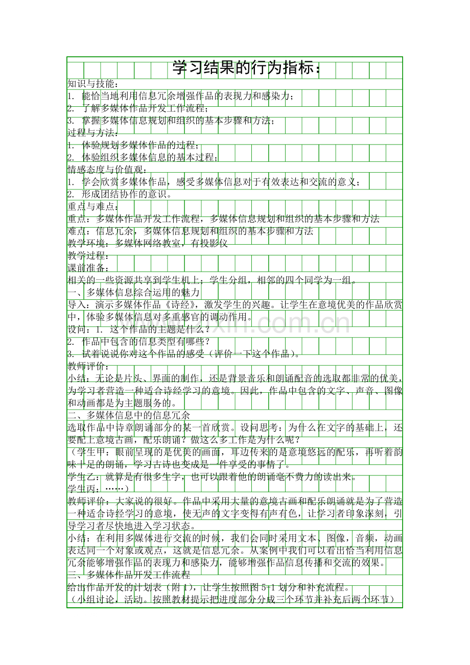 多媒体信息规划与组织教学设计.docx_第1页