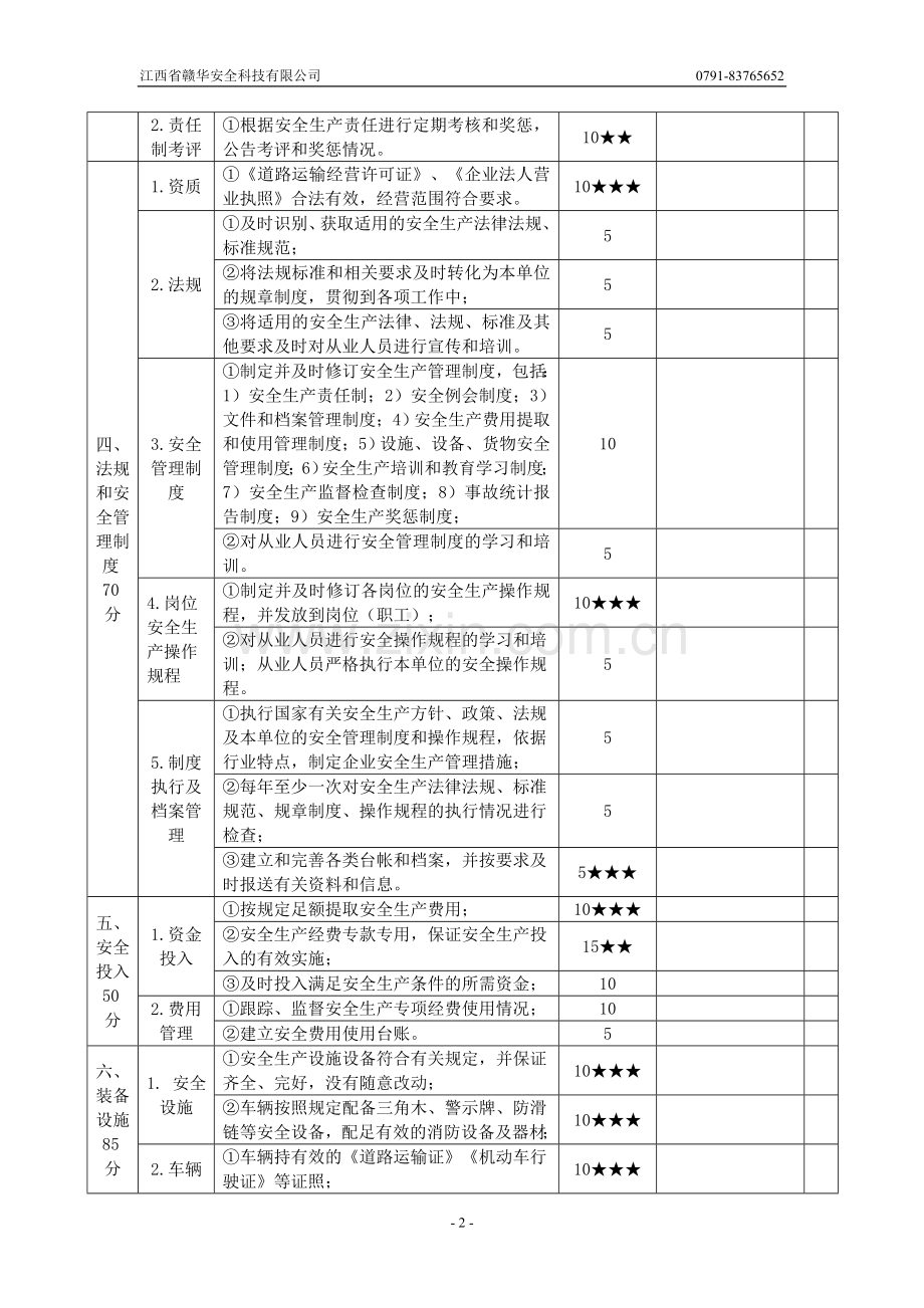 六道路交通普通货运企业安全生产达标考评指标1.doc_第2页
