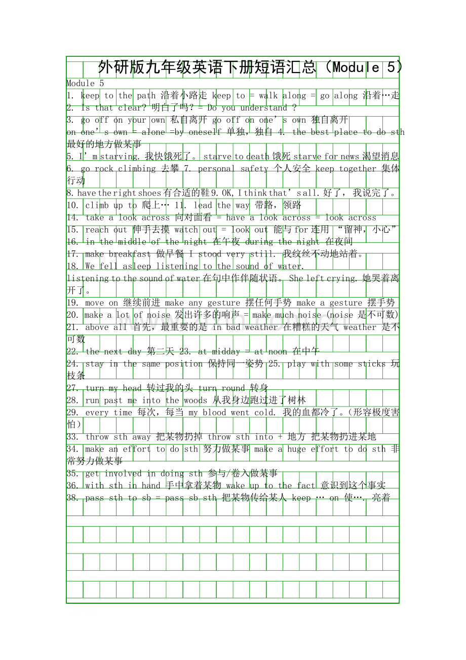 外研版九年级英语下册短语汇总Module-5.docx_第1页