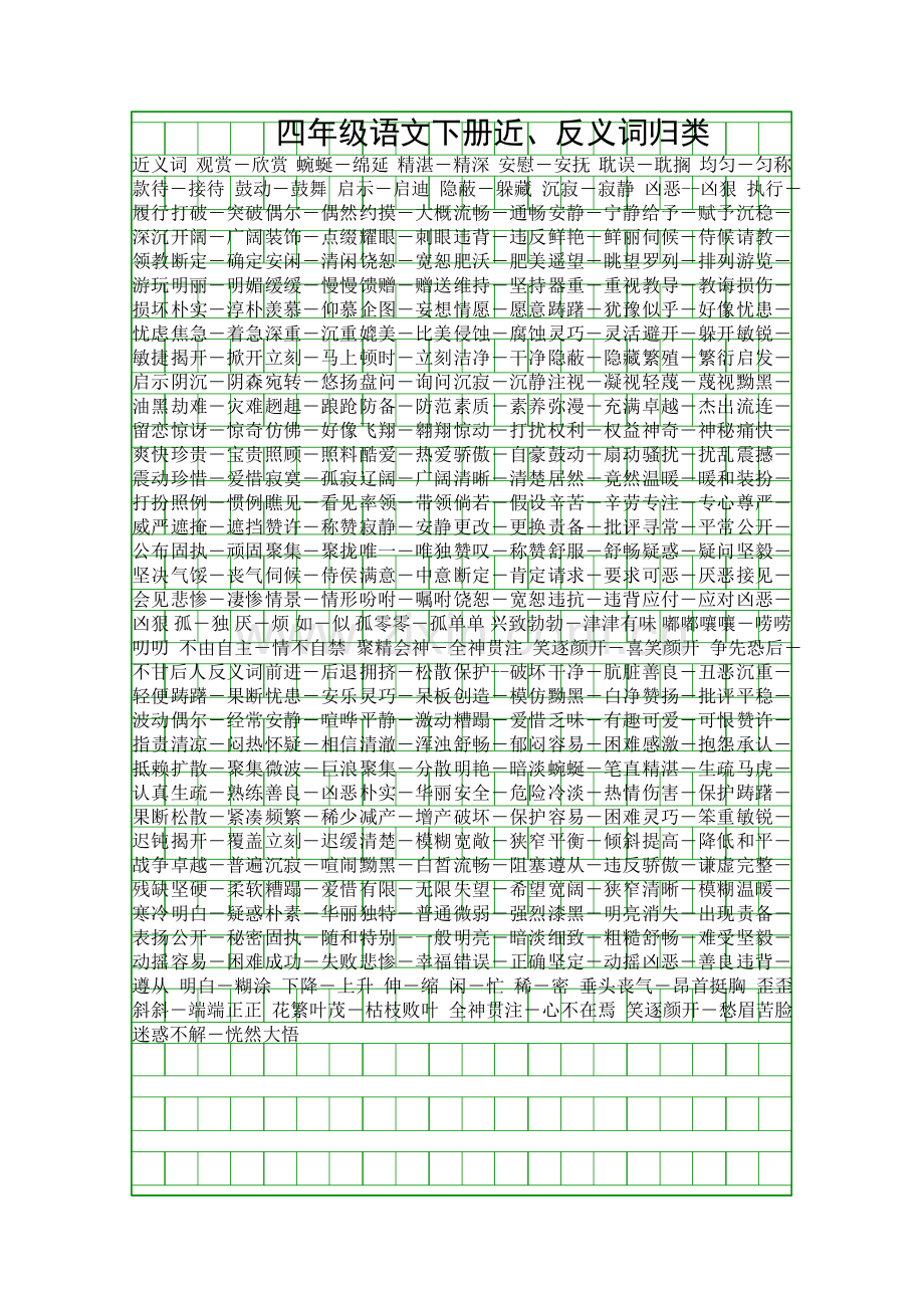 四年级语文下册近反义词归类.docx_第1页