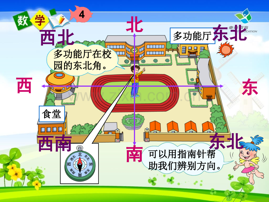 人教版三年级数学下册位置与方向认识八个方向练习.pptx_第1页