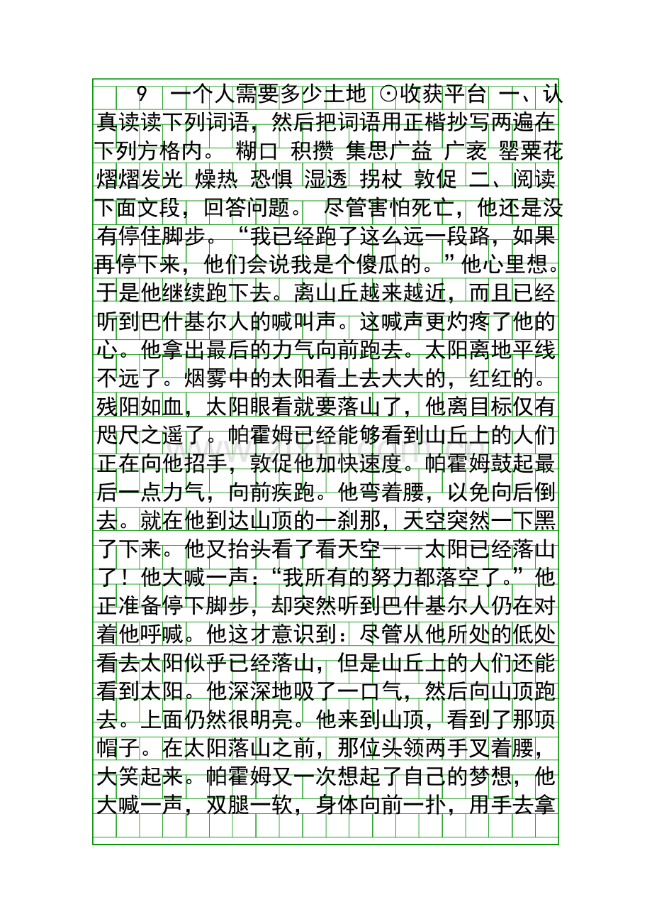 一个人需要多少土地同步练习.docx_第1页