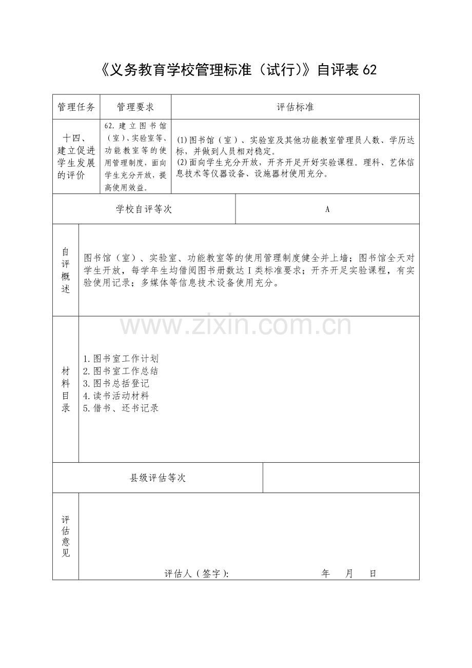 义务教育学校管理标准自评表DOC.doc_第1页