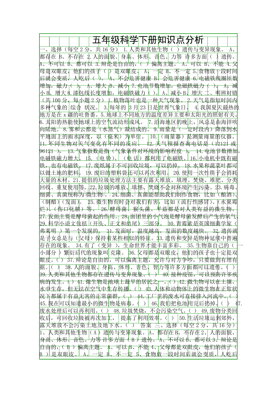 五年级科学下册知识点分析.docx_第1页