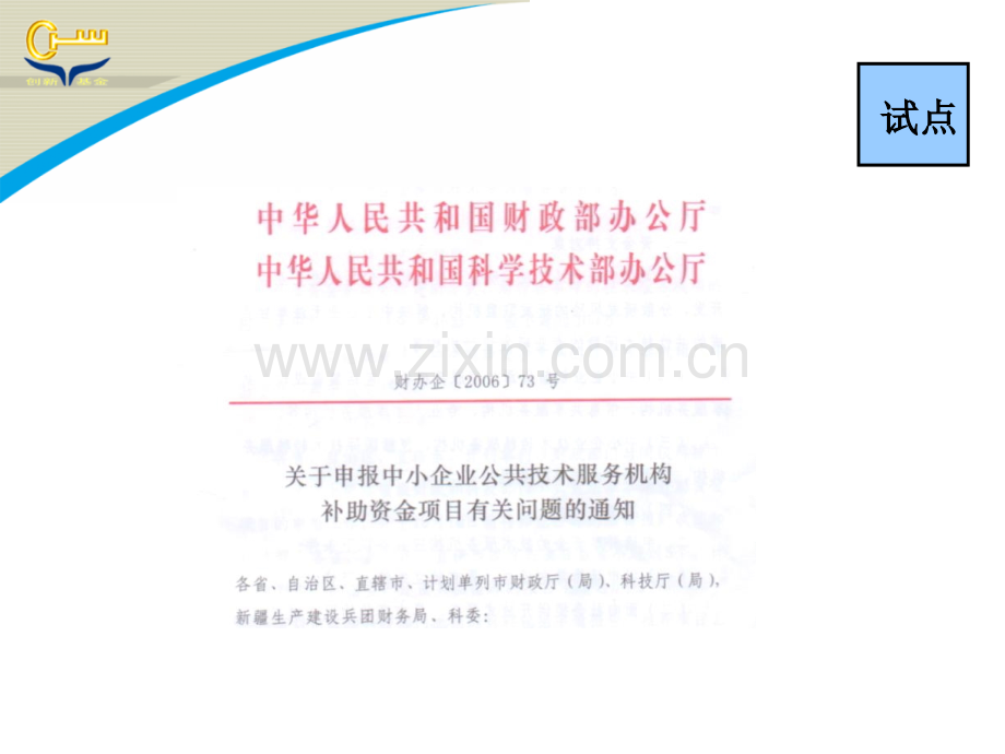 中小企业公共技术服务机构补助资金项目基金.pptx_第1页