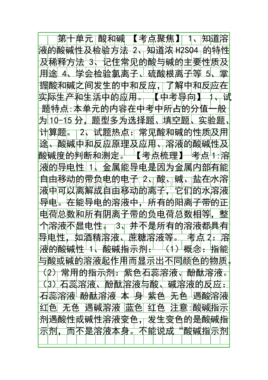 九年级化学酸和碱中考考点聚焦.docx_第1页