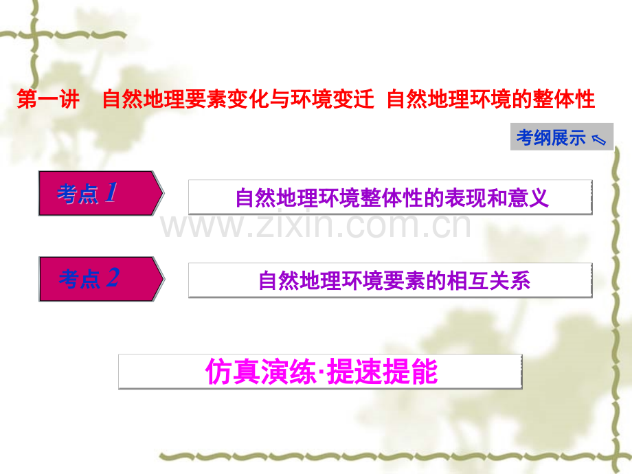 人教版版高考一轮自然地理要素变化与环境变迁自然地理环境的整体性课件.pptx_第1页