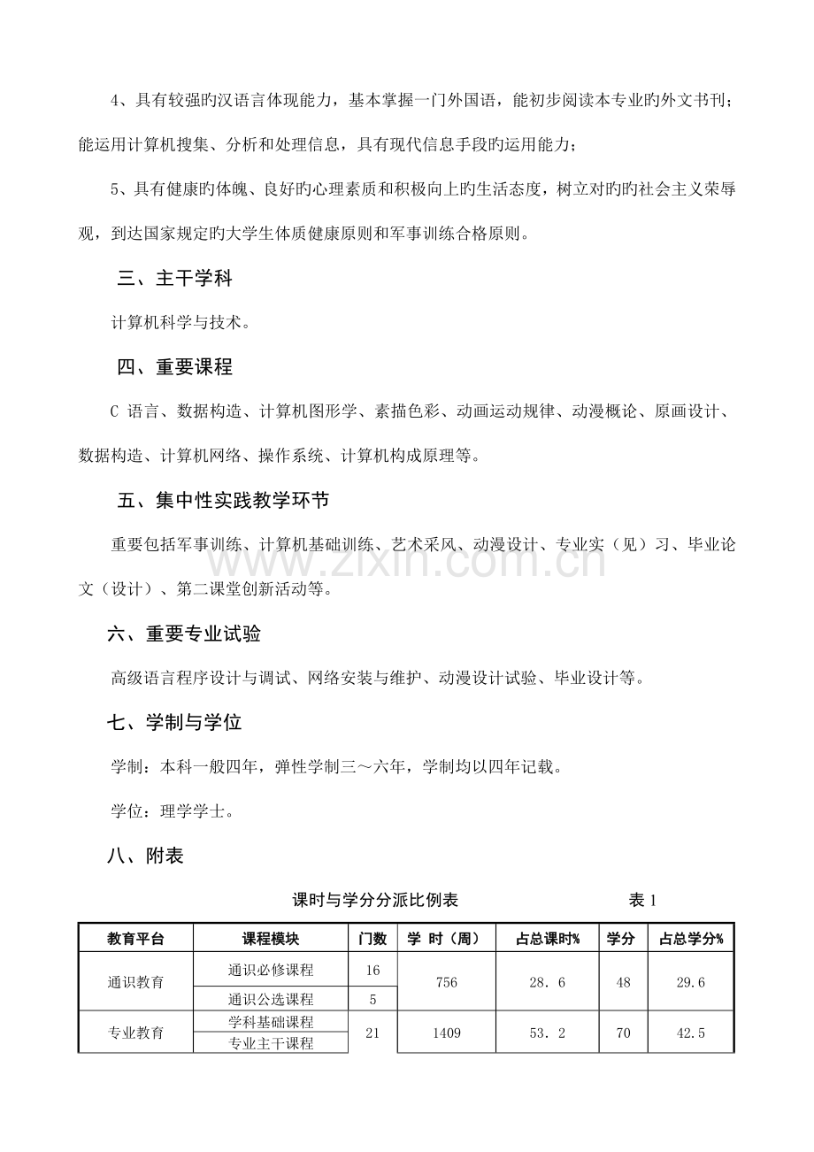 计算机科学与技术专业动漫方向本科人才培养方案.doc_第2页