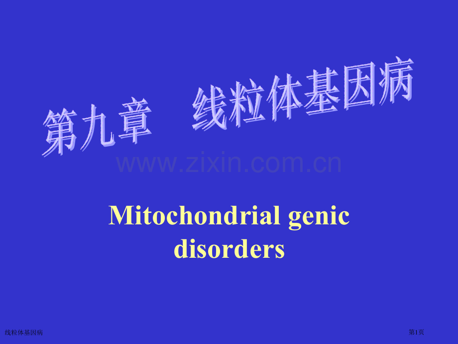 线粒体基因病专家讲座.pptx_第1页