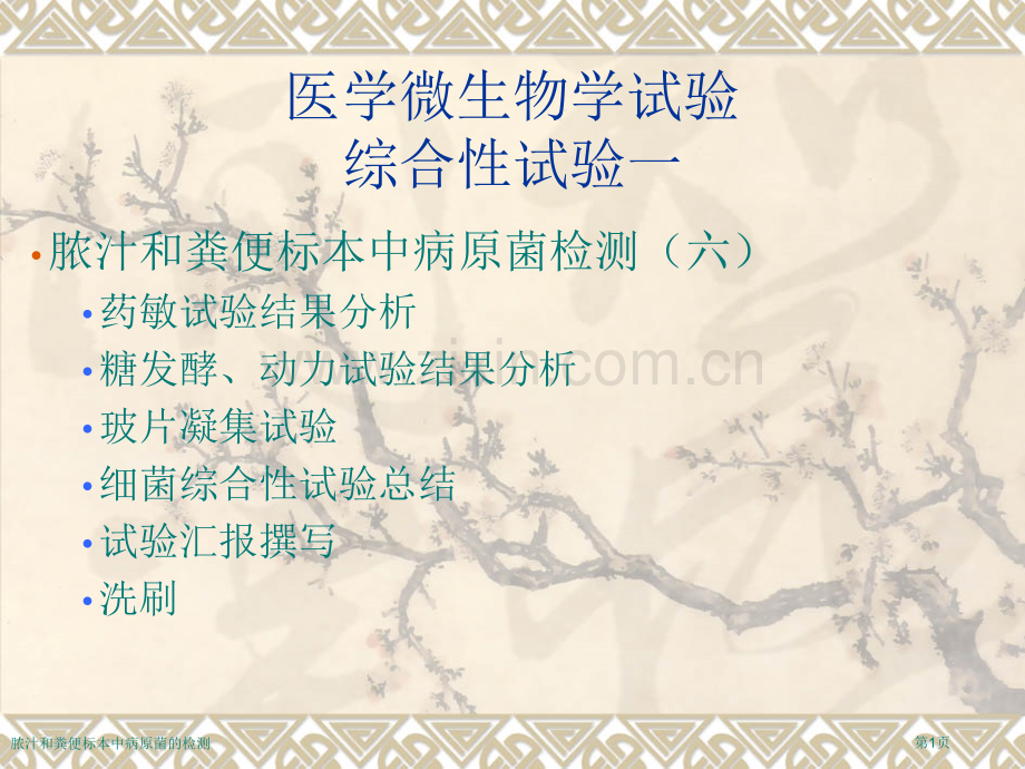 脓汁和粪便标本中病原菌的检测专家讲座.pptx_第1页