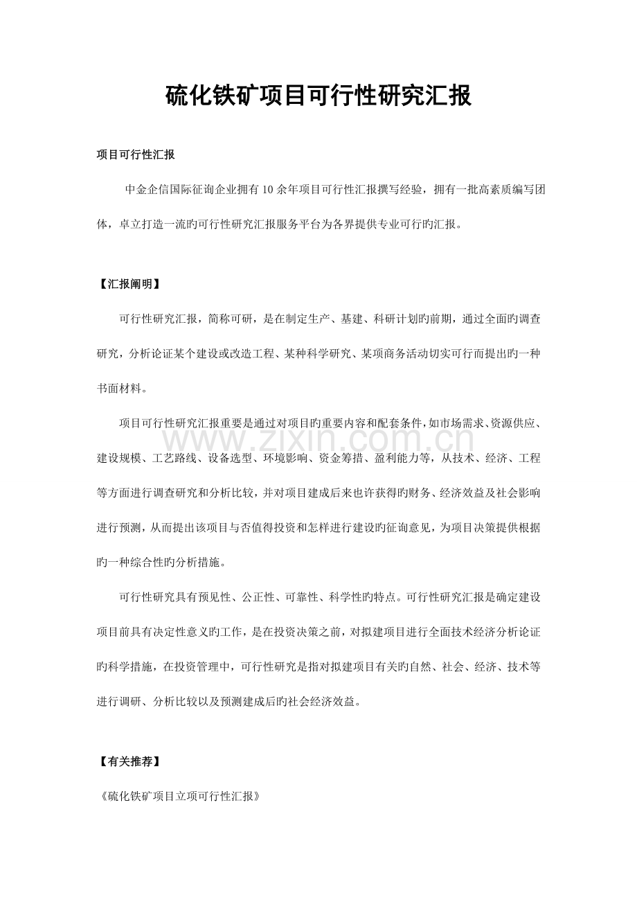 硫化铁矿项目可行性研究报告.doc_第1页