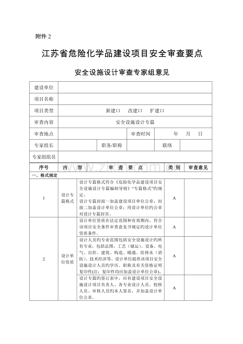 江苏危险化学品建设项目安全审查要点安全设施设计.doc_第1页
