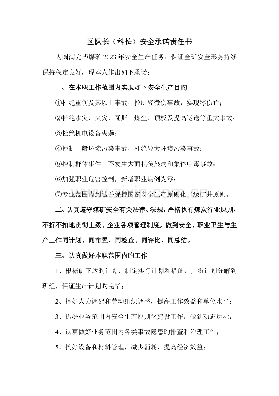 队长全承诺责任书.doc_第1页