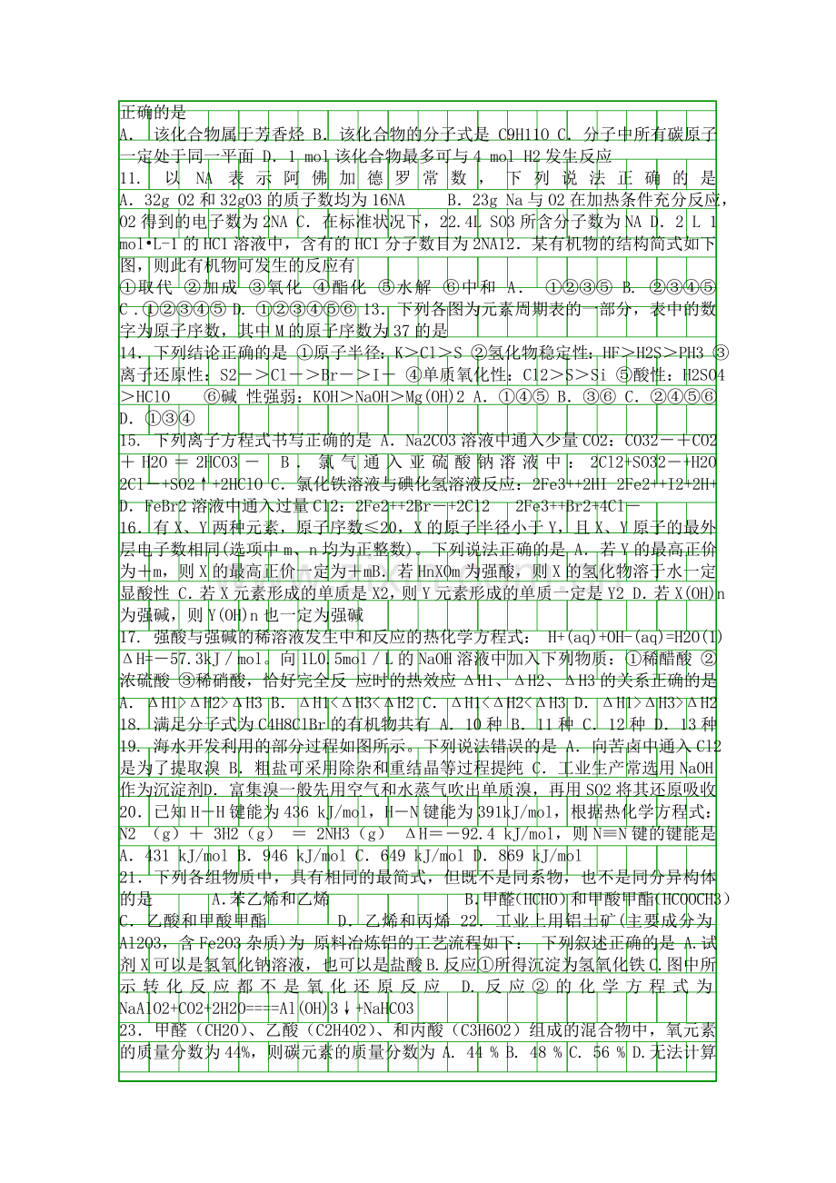 2014第2学期高一化学期末试卷附答案.docx_第2页
