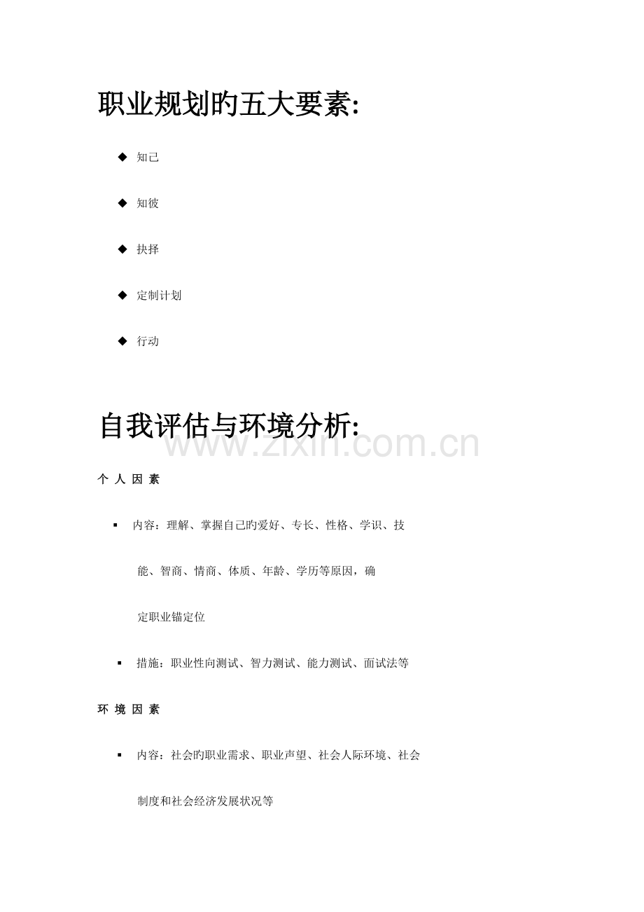 职业规划的五大要素.docx_第1页