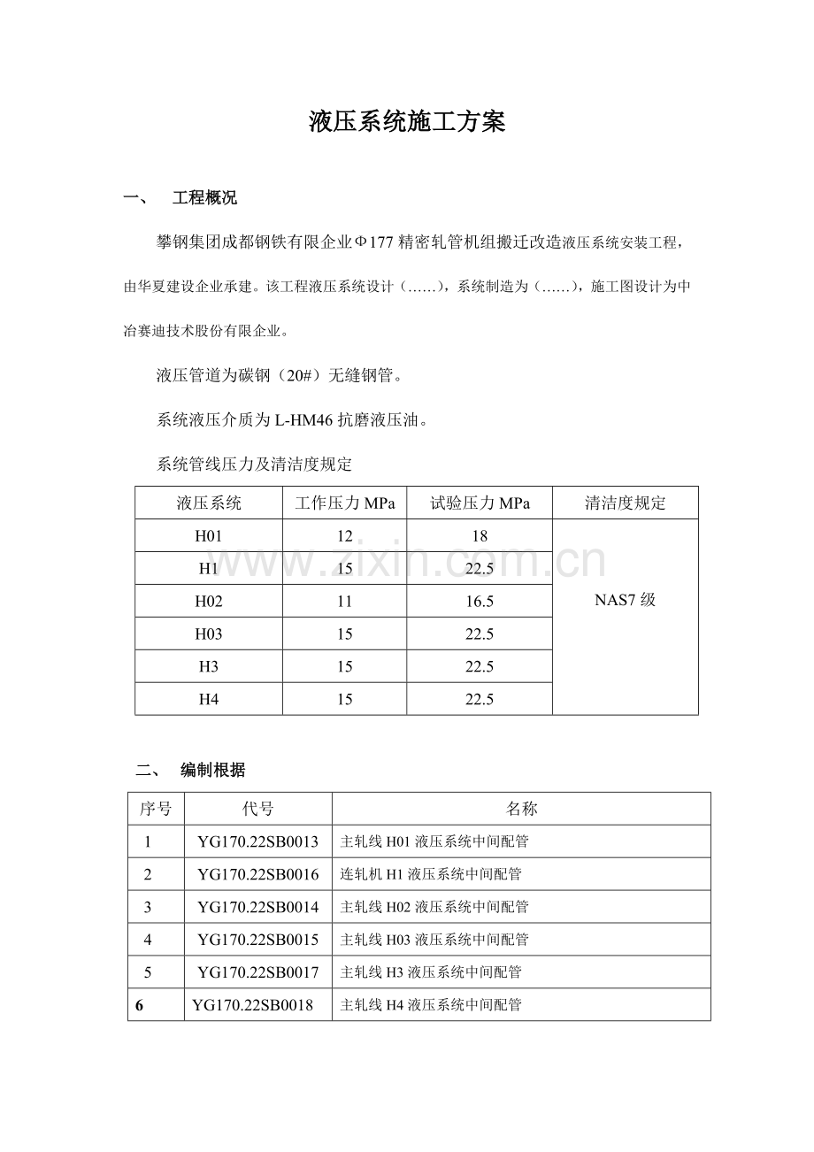 液压系统施工方案要点.doc_第1页