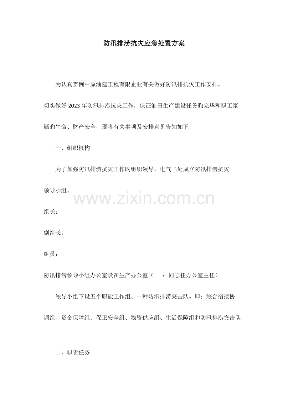 防汛排涝抗灾应急处置方案.docx_第1页