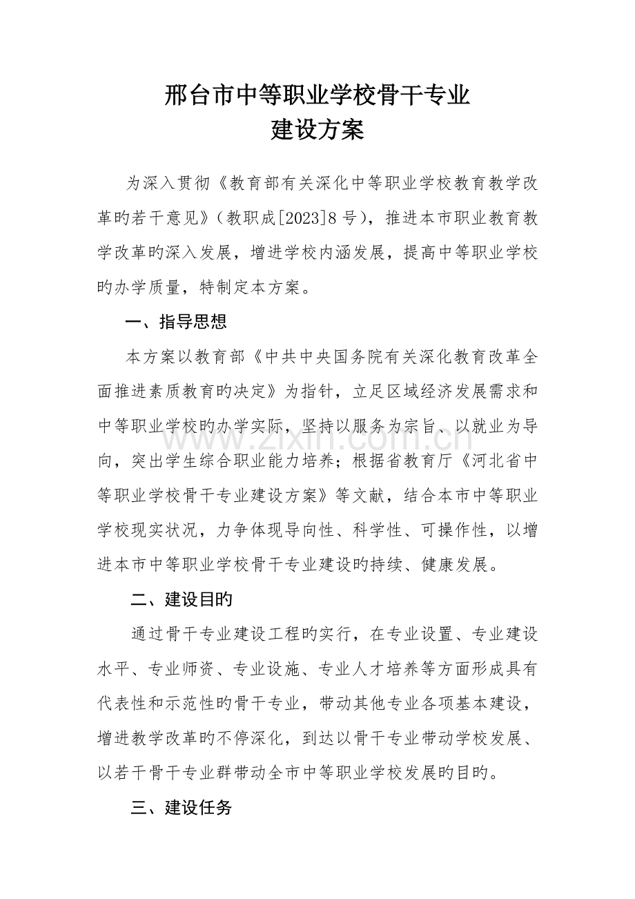 职业学校骨干专业建设方案.doc_第1页