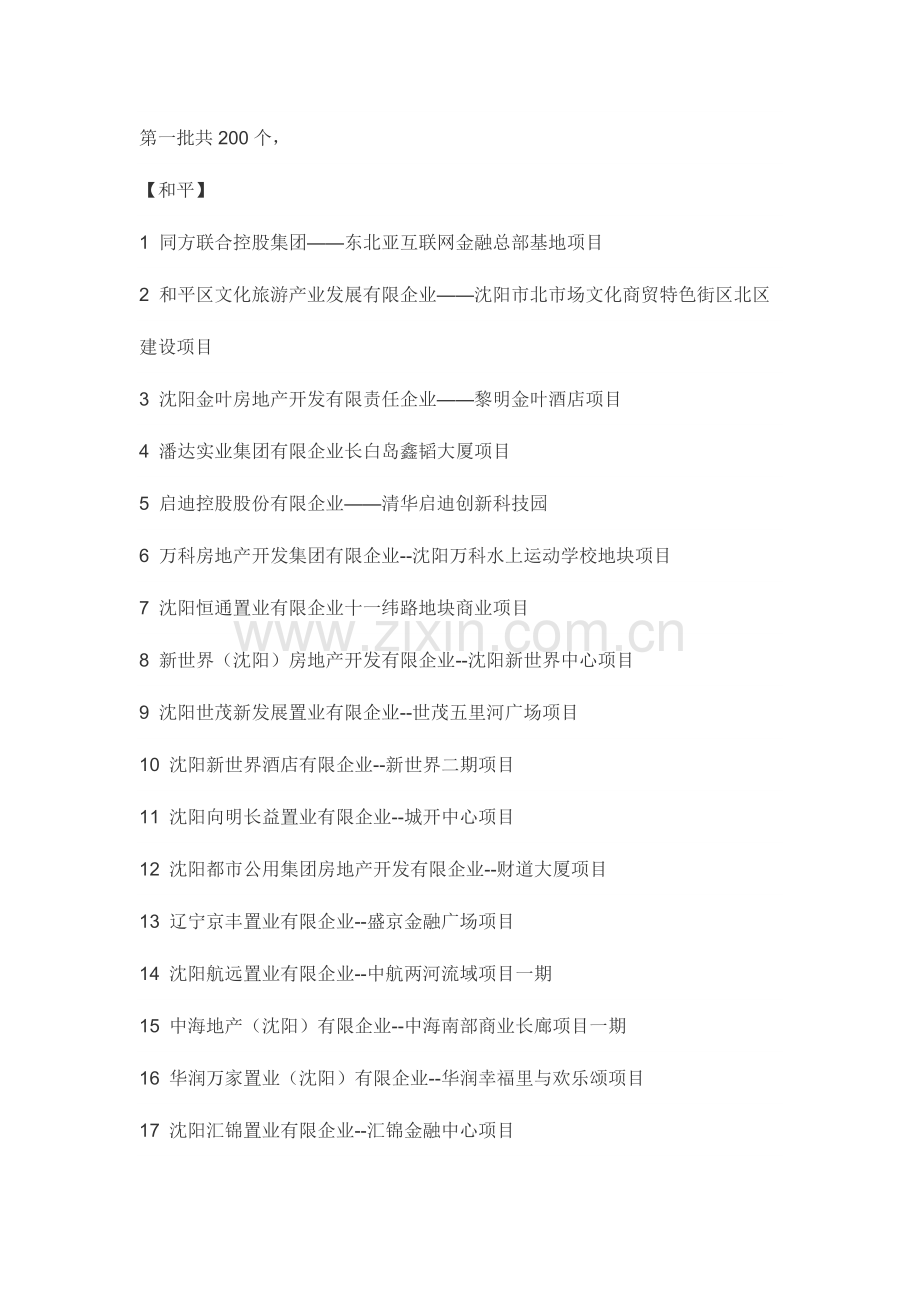 沈阳重点项目.docx_第1页