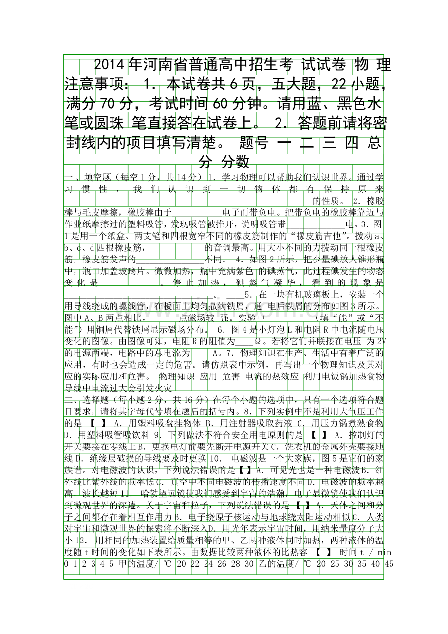2014河南省中考物理试题含答案.docx_第1页