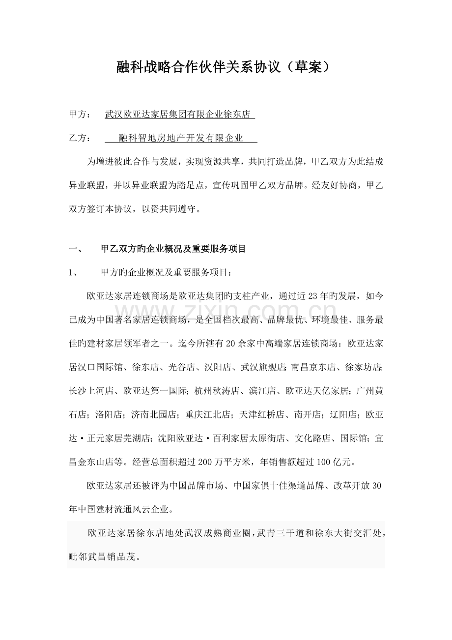 融科战略合作伙伴关系协议.doc_第1页