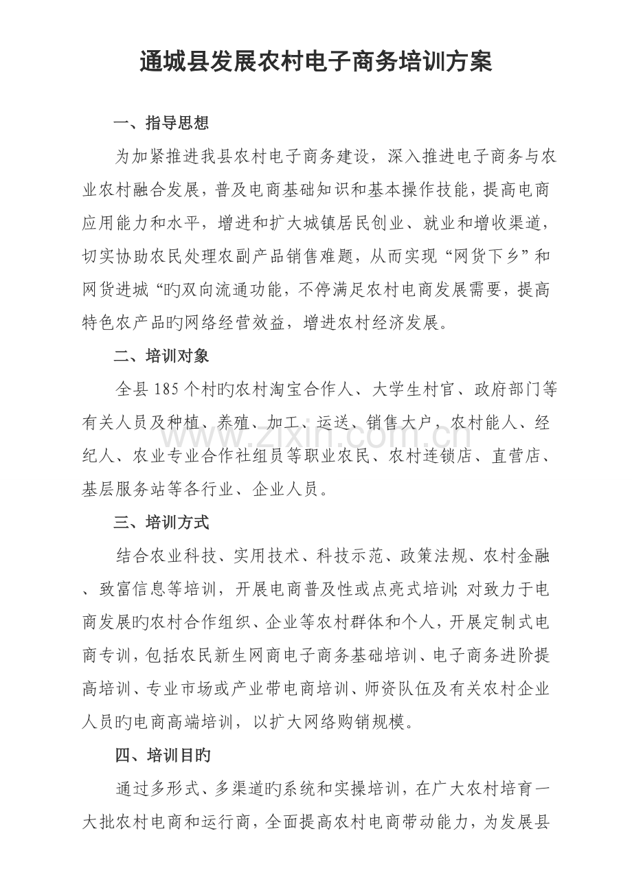 通城县发展农村电子商务培训方案.doc_第1页