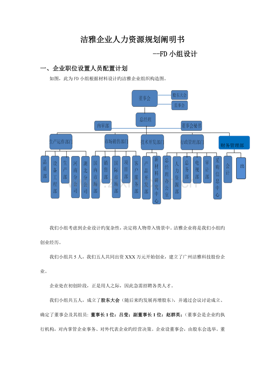 洁雅公司人力资源规划分析.doc_第1页