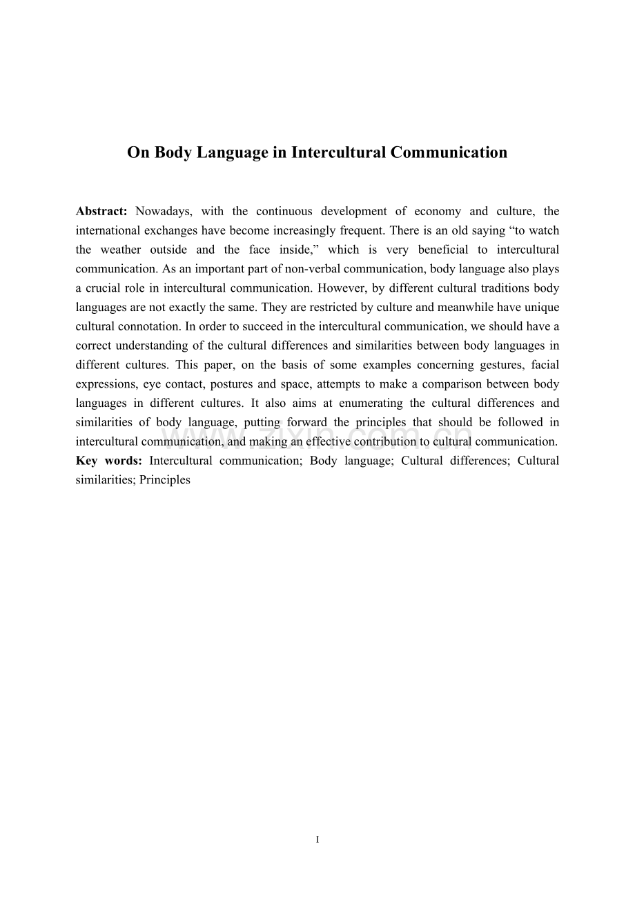 On-Body-Language-in-Intercultural-Communication-体态语研究论文-范本.doc_第2页
