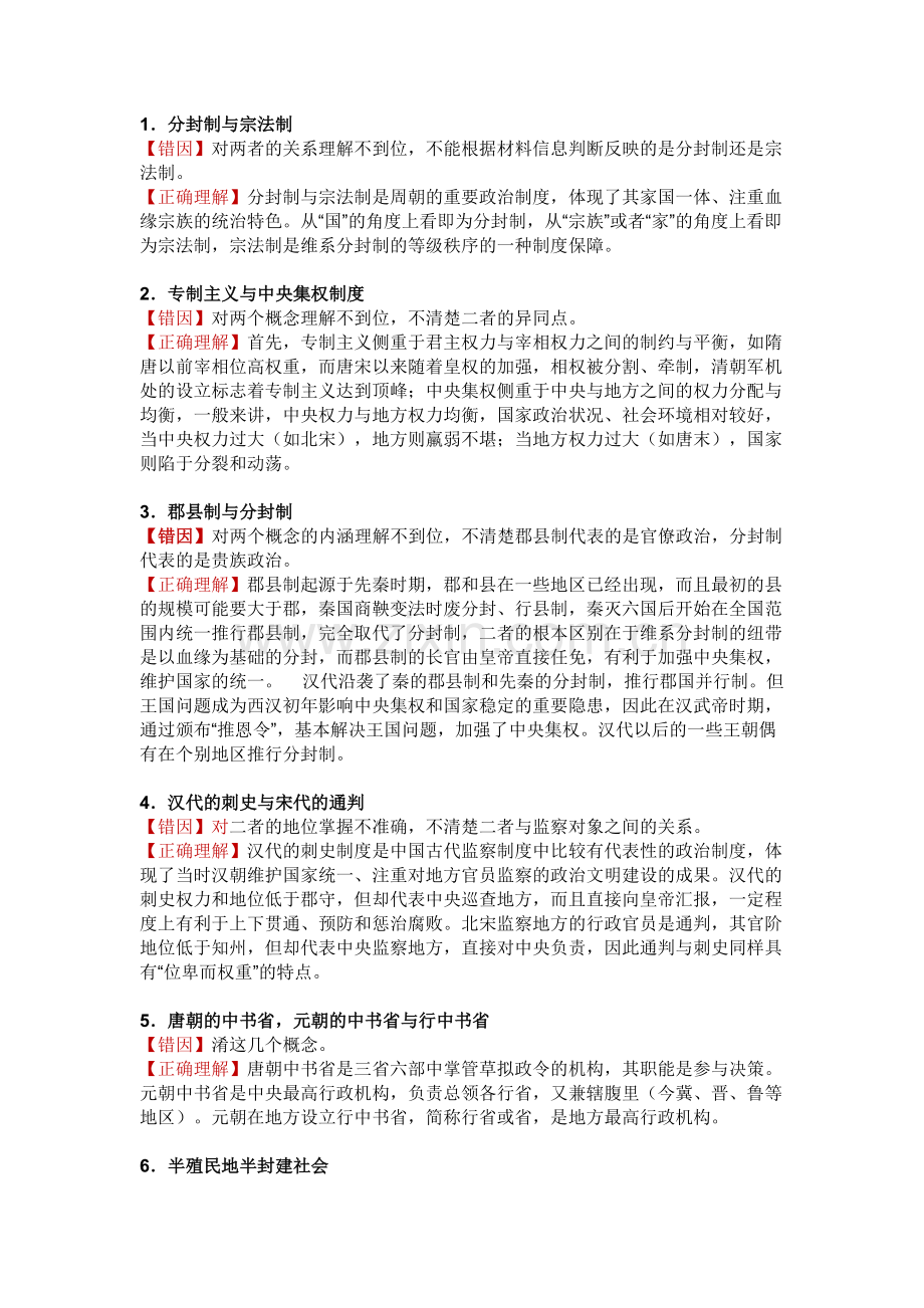 初中资料：42组历史易错点+13个主观题答题神器.docx_第1页