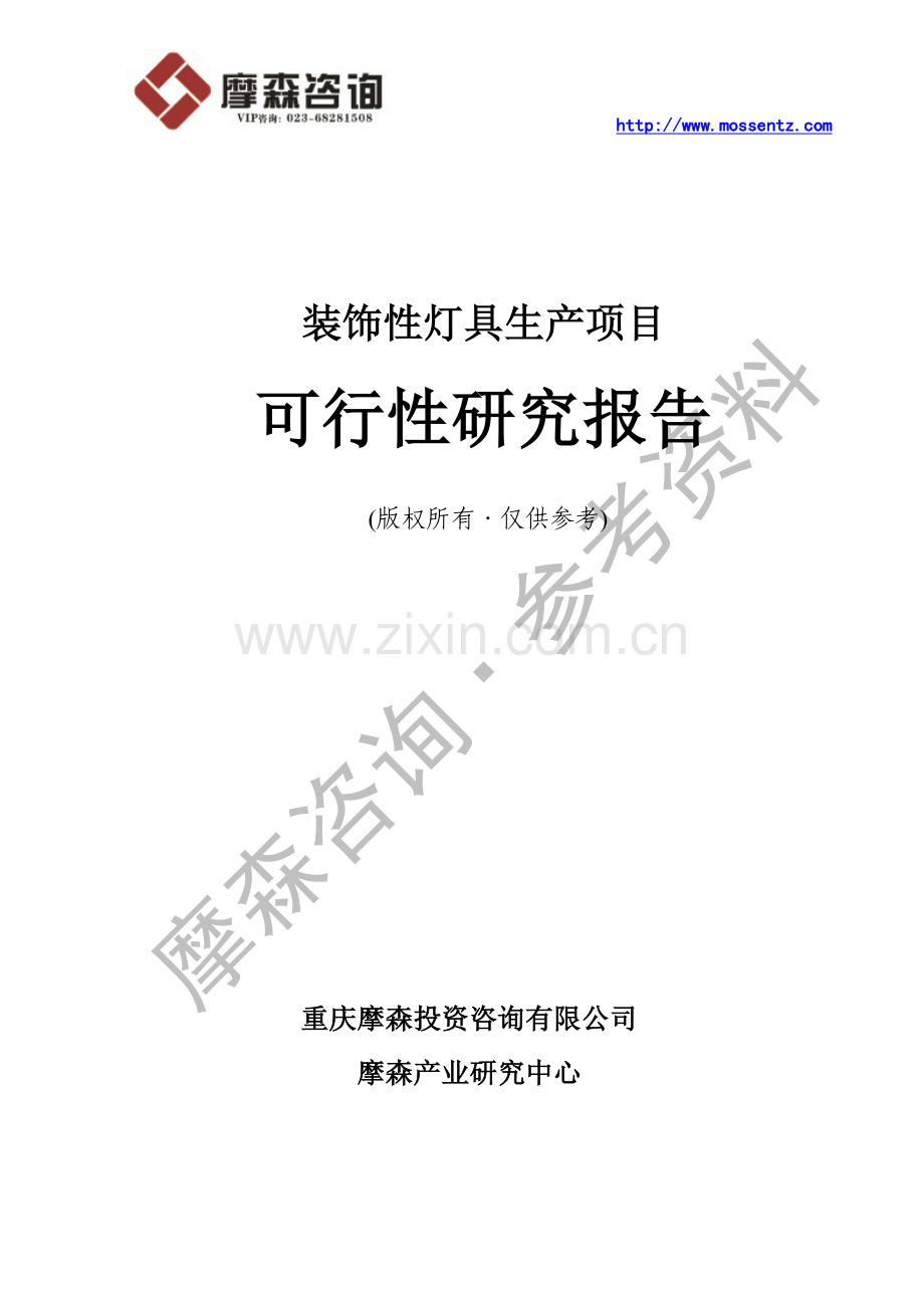 装饰性灯具项目可行性研究报告书.doc_第1页