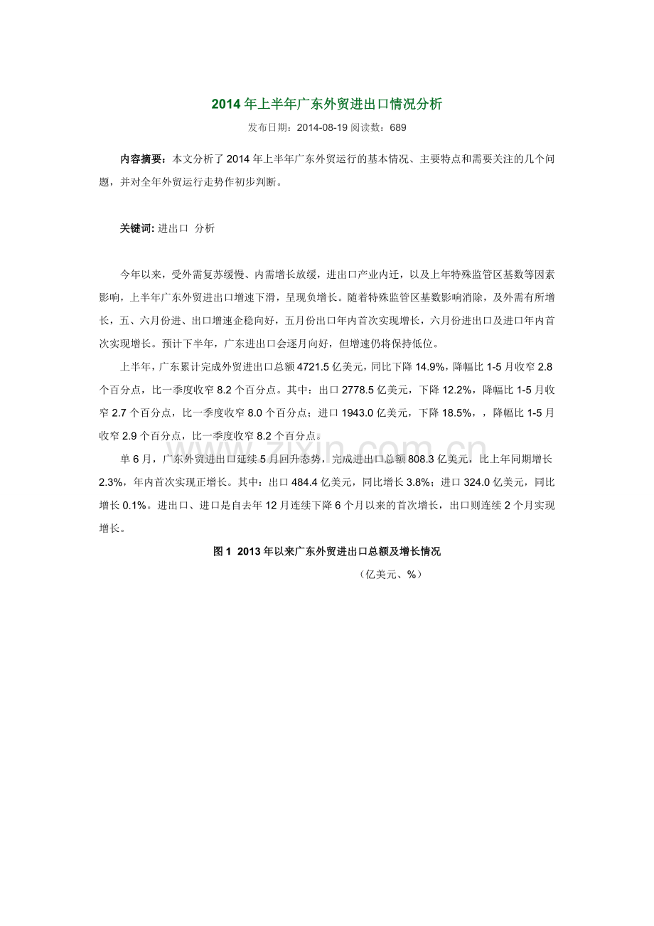 上半年广东外贸进出口情况分析.doc_第1页
