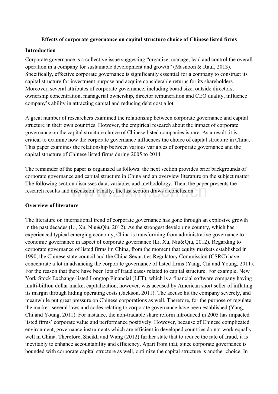 EffectsofcorporategovernanceoncapitalstructurechoiceofChineselistedfirms.docx_第2页