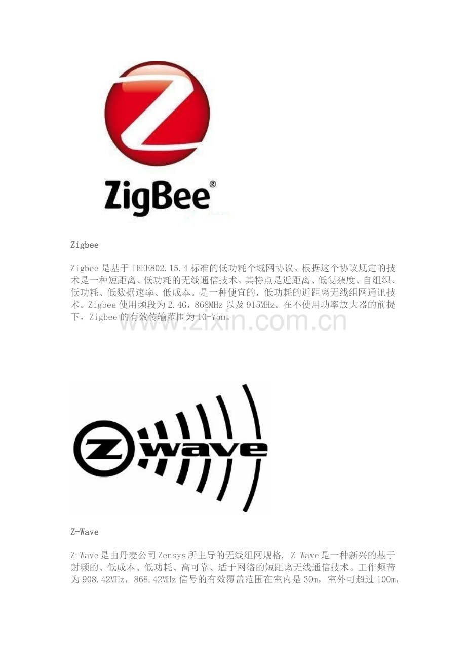 EnOceanZigbeeZwaveWIFI轻家居主流无线通信技术介绍与对比.docx_第2页