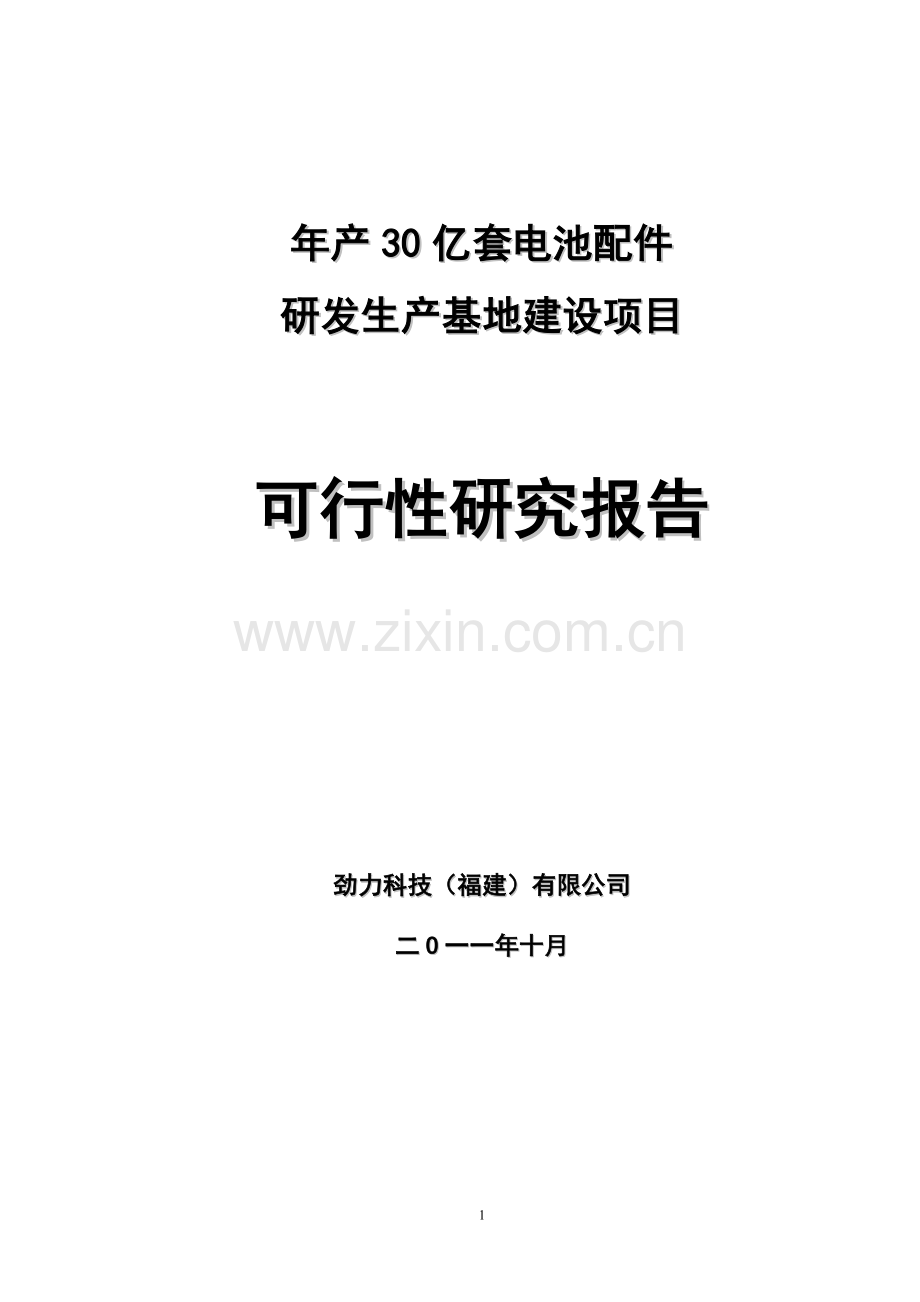年产30亿套电池配件项目申报可行性研究论证报告.doc_第1页