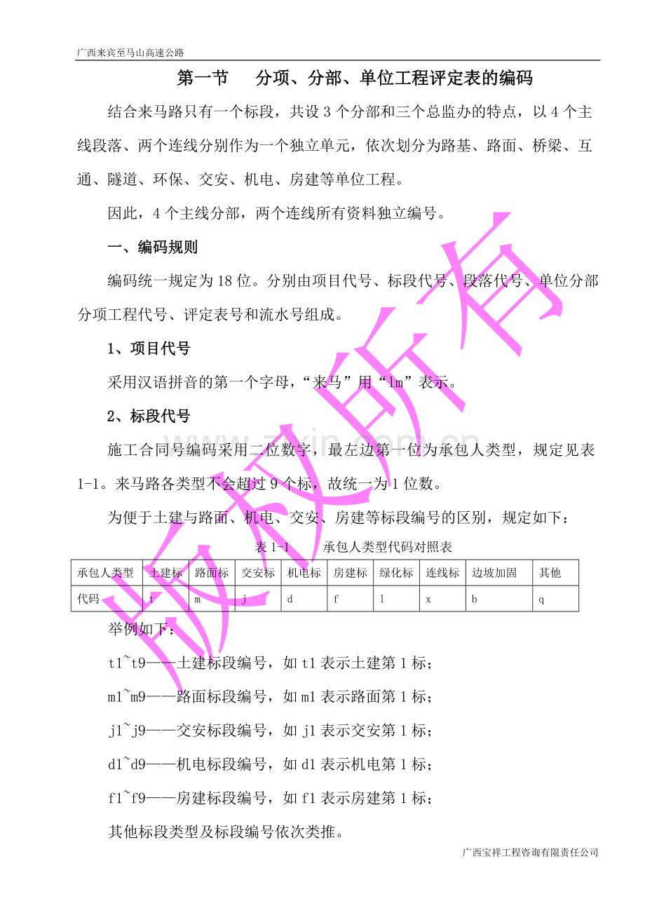 各分项分部单位工程评定表的编码.doc_第1页