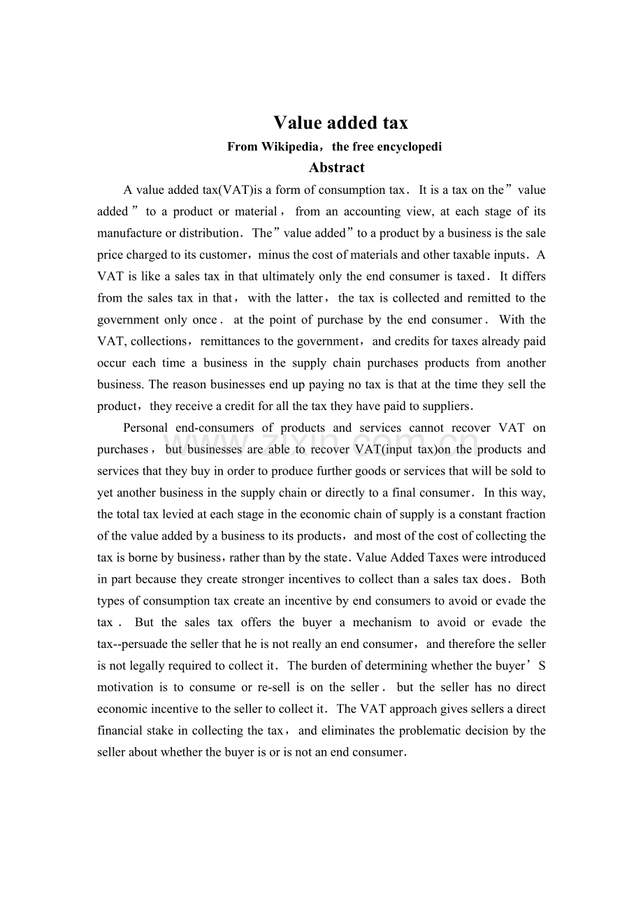 valued-added-tax-增值税-—外文翻译-学位论文.doc_第1页