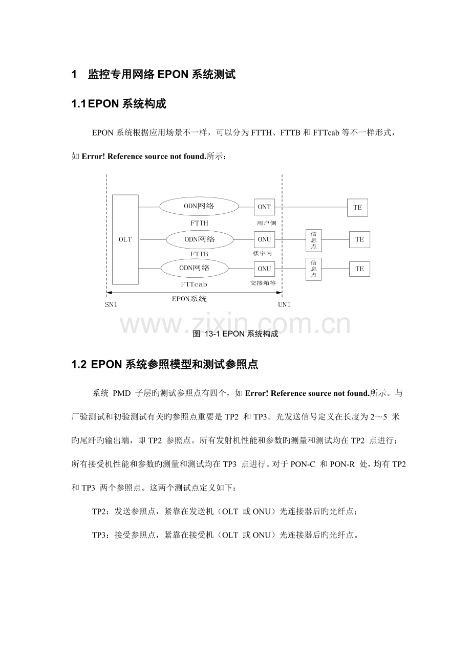 监控专用网络EPON系统测试方案.doc_第1页