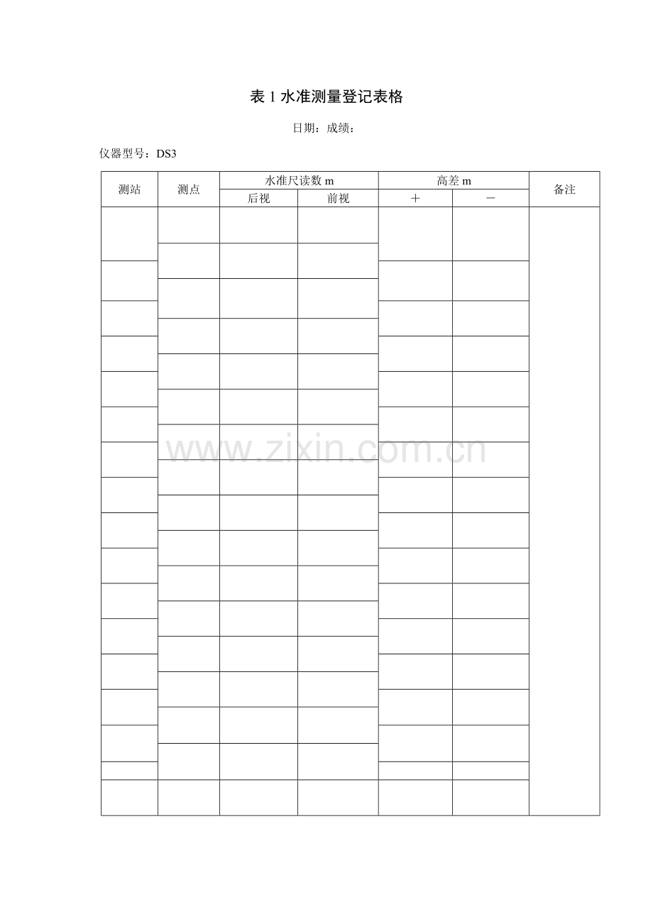 水准测量记录表格塔尺.doc_第1页