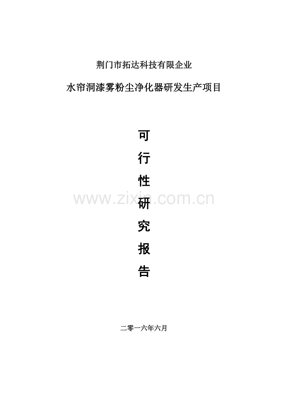 水帘洞漆雾粉尘净化器研发生产项目可研报告.doc_第1页