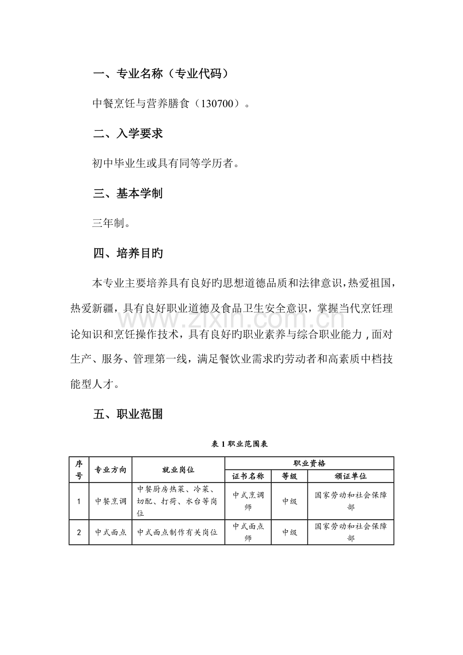 中职中餐烹饪与营养膳食专业人才培养方案.doc_第1页